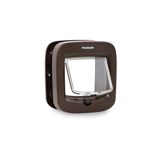 PetSafe - Mikrochip-Katzenklappe - Außen- oder Innentür für Katzen - RFID-Zugang für bis zu 40 Haustiere - 4 Verschlussoptionen, Wetterfest, Einfache DIY Montage - Braun