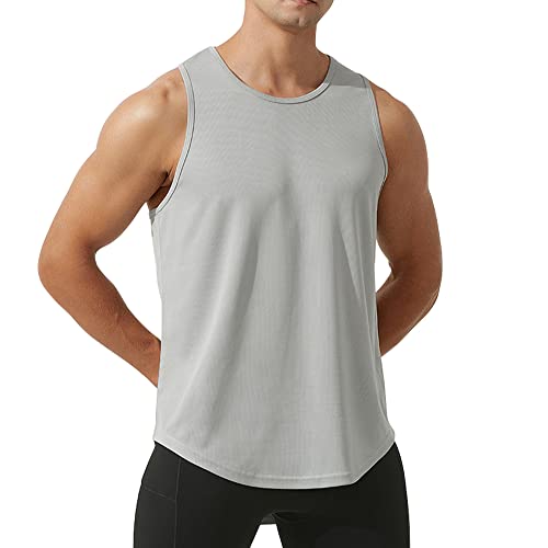 Camiseta de malla transpirable para hombre con control de sudoración gris M