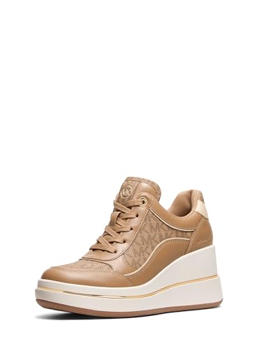 Michael Kors Women's Emmy Wedge Trainer, Husk, 8