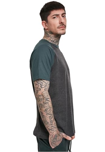 Urban Classics Raglan Contrast Tee, Maglietta Uomo, Multicolore (Charcoal/Bottle Green 02251), L - 2
