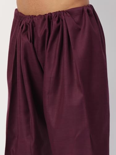 Image of Men's Traditional Pathani Kurta Salwar Set, Red, Long Sleeve, Collared Neck, Cotton Blend, Ethnic Wear