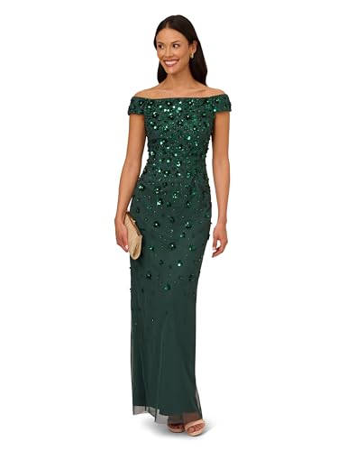 Adrianna Papell Women's Off Shoulder Beaded Gown4