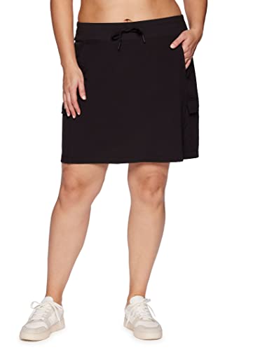 Rbx Women's Plus Size Skort Quick Drying Skort With Cargo Pockets Lightweight Breathable Stretch Woven Skort With Inner Compression Shorts Active Skirt Skort For Golf, Tennis, Sports Cargo Black 3X #TOP4