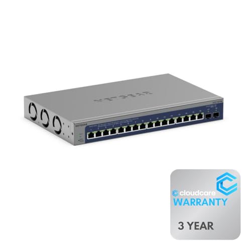 Image of NETGEAR XS516TM 3600 Series 16-Port 10 /25 Gigabit Ethernet 𝐒𝐦𝐚𝐫𝐭 𝐒𝐰𝐢𝐭𝐜𝐡 | 2 x 10Gb SFP+ Uplink | Desktop and Rack-Mountable | Cloud Care's 3-Year Warranty SupportPlus Included