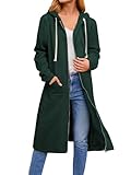 Womens Zip up Long Hoodie, Long Zip up Jacket Oversized Zip Sweatshirt, Womens Long Sweatshirt with Pockets (Green,2XL)