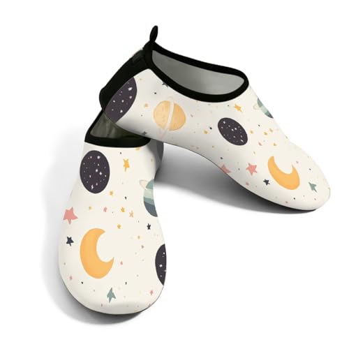 Zapatos de agua para mujer y hombre, color beige, dibujos animados, Star Planet, zapatos de playa, calcetines de natación de secado rápido, Beige Cartoon Star Planet, 36/37 EU
