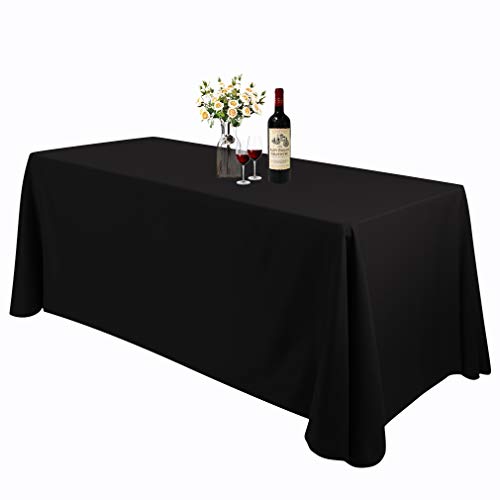 Waysle Rectangle Tablecloth - 90 x 156 Inch - Black Rectangular Table Cloth