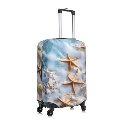 Beach Starfish Elastic Travel Luggage Cover, Washable Spandex Suitcase Protector, Anti-Scratch Fits 18-32 Inch3