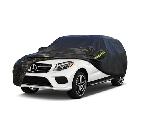 Image of KouKou Waterproof SUV Car Cover Suitable for Mercedes Benz GLE-Class from 2015 to 2025, 7 Layers Windproof All Weather Waterproof Outdoor Cover Sun Rain UV Dust Snow Protection. Black