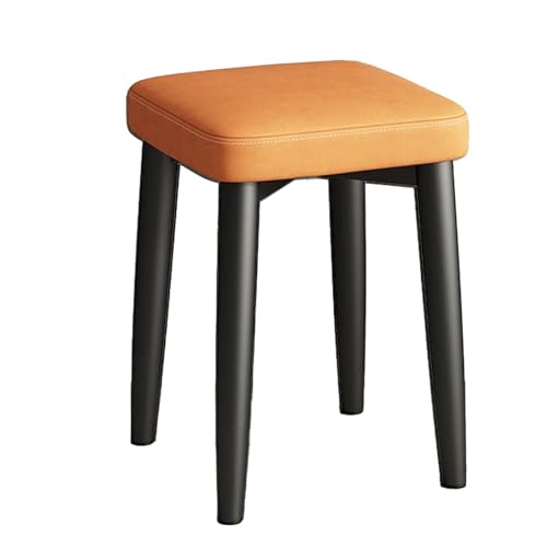 JLYLOL Ottoman Footrest Stool Ottoman Foot Rest Vanity Stool/Seat with Metal Legs and Soft Padding Modern Square Makeup Chair Dressing Stool Foot Stool for Living Room,Bedroom, Orange