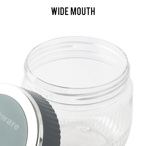 Image of CELLO Mint Storage Canister For Kitchen Set of 2, (500 ml x 2), Grey | Food Grade, Stackable, See Through | Nestable Storage Pet Container with Lid for Food, Pulses, Spice, Cereals, Cookies, Dry Food