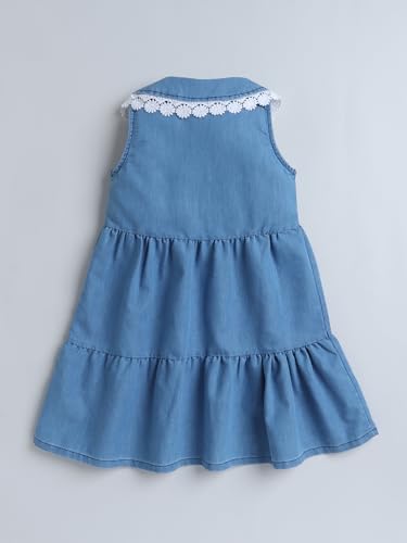 Image of Dresses for Kids Girls, Stylish Knee Length Once Piece Denim Frocks for Girls, Casual Dress for Summer & Birthday Family Gathering & Special Occasion