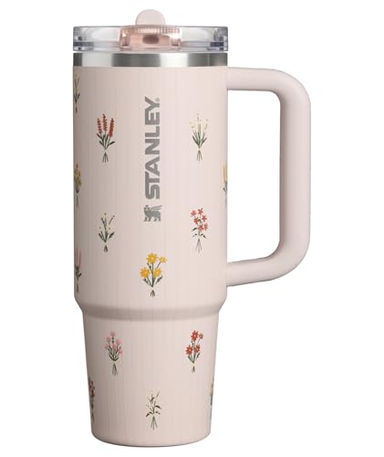 STANLEY Quencher ProTour Flip Straw Tumbler | Leakproof Lid, Straw & Handle | Insulated Stainless Steel | Fits Cup Holders | Perfect Mother’s Day Gift | BPA-Free | 30 oz | Rose Quartz Bouquets