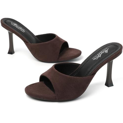 Image of Mostrin Kitten Heels for Women Round Toe Heels With Bow Vintage Mules Sexy Slip on Stiletto Backless Sandals for Party Daily