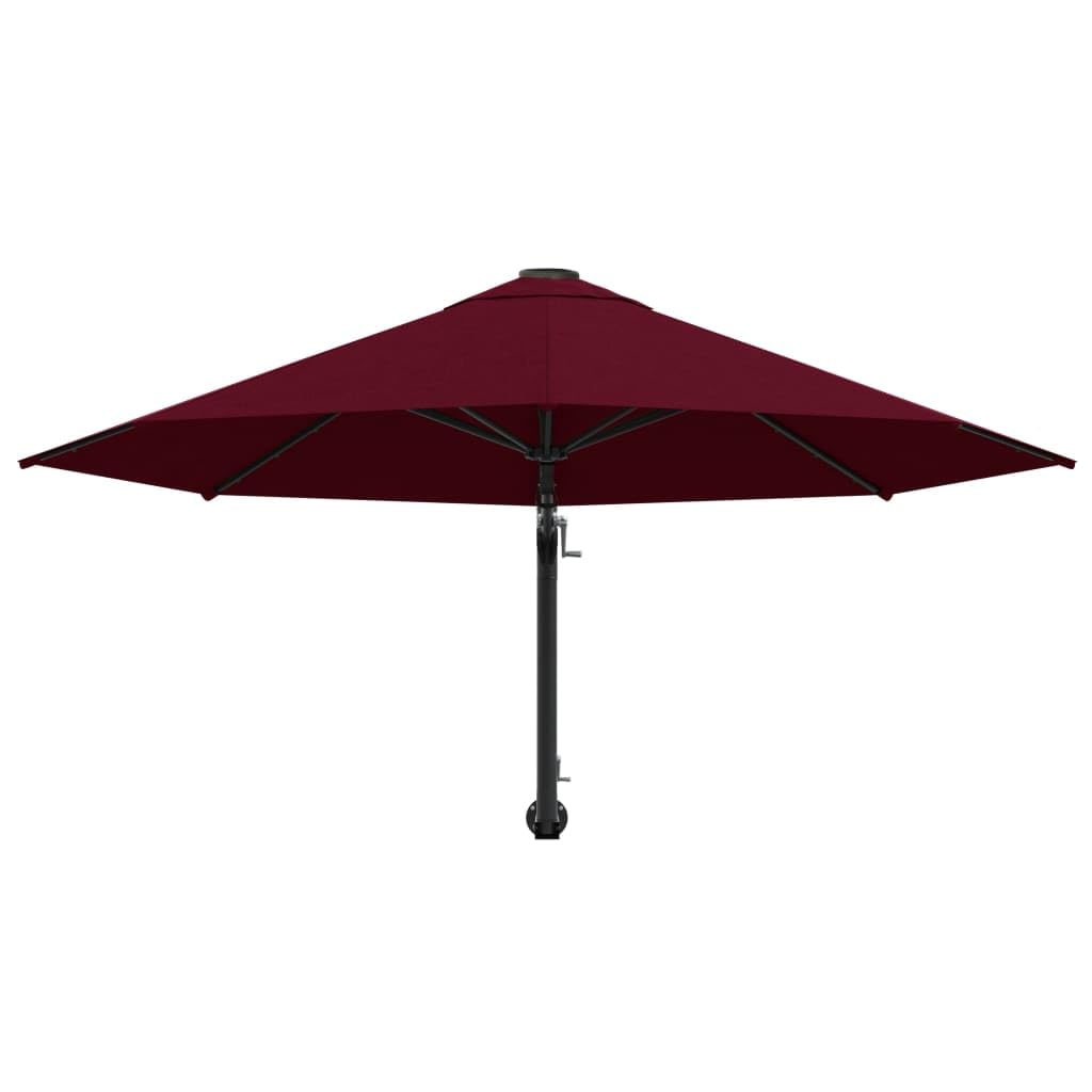 Sombrilla de Pared con Mecanismo de Manivela, Parasol de Poliéster con Protección UV, Inclinación Ajustable para Jardín, 8 Varillas de Acero, Fácil Montaje y Limpieza, Ideal