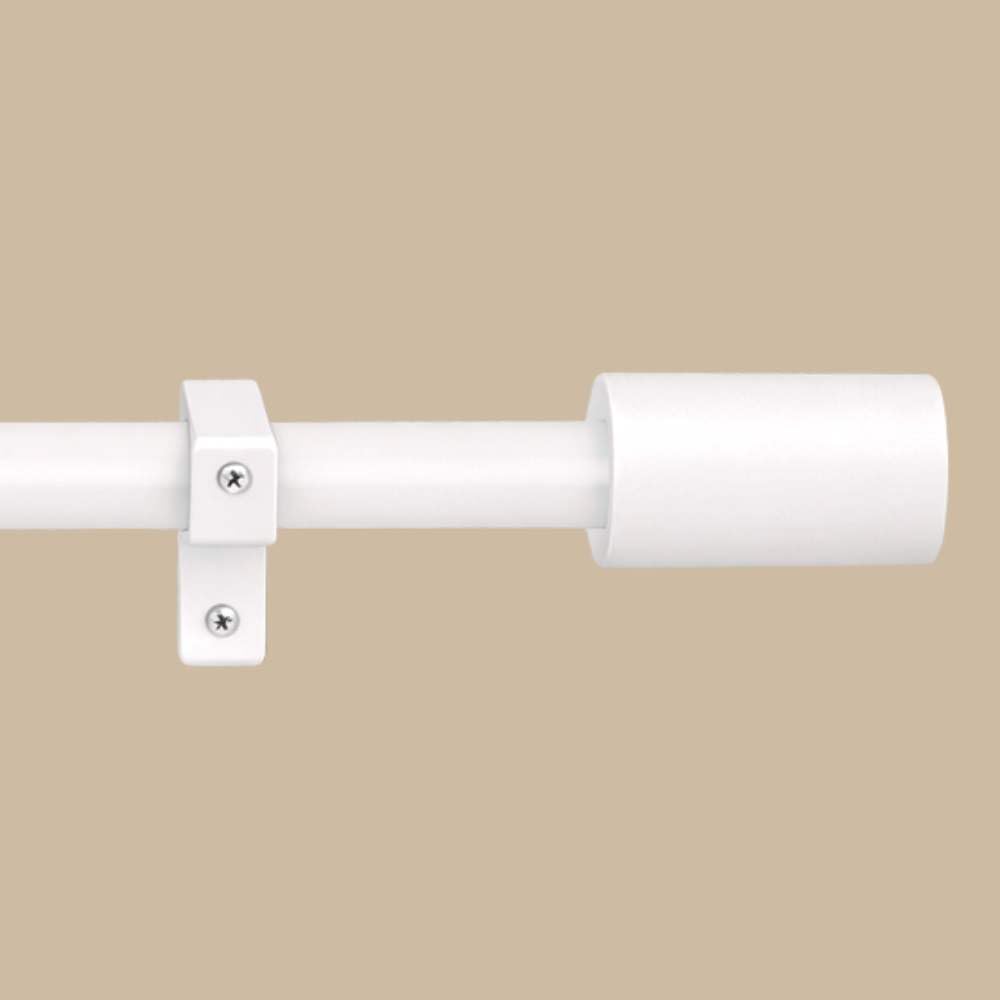 The Decor Mart 48"-88" Adjustable Curtain Rod for Door & Windows with Brackets Set Curtains Hanging Extendable Iron Metal Pipe Holder with White Matte Finial