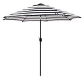 Blissun 9' Outdoor Patio Umbrella, Striped Patio Umbrella, Outdoor Table Umbrella, Market Umbrella with 8 Sturdy Ribs, Push Button Tilt and Crank (Black & White Stripe)