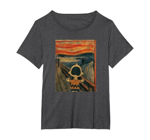 Peanuts - Charlie Brown - Scream T-Shirt, Women's Plus, Dark Heather Grey, 3X