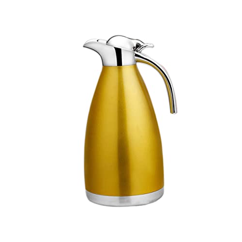 PRETYZOOM Bottiglia Termica in Acciaio Inossidabile 201 Bottiglia D’acqua Isolata a Doppia Parete 2,0l Bollitore Isolato Per Casa Ufficio e Viaggio Colore Dorato Chiaro