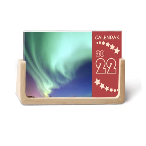 Calendrier de bureau 2022 format mensuel 12 mois Night Stars aurore polaire pour le bureau