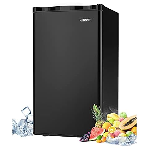 KUPPET Compact Refrigerator Mini Refrigerator Small Drink Food Storage Machine for Dorm, Garage, Camper, Basement or Office, Single Door Mini Fridge, 3.2 Cu.Ft (Black) Cover