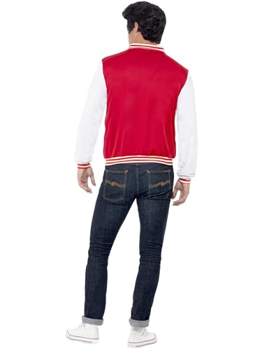 Smiffys 50s College Jock Letterman Jacket, Red, 1950's Rock'n'Rolla Fancy Dress, 1950s Dress Up Costumes, L - Size 42"-44" - Image 3