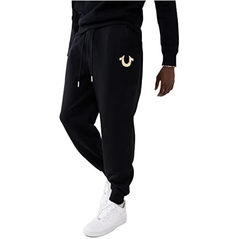 True Religion Men's Black Fleece Jogging Bottoms Cover