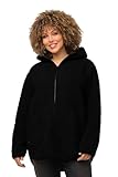 kuschelweicher Teddyfleece Ulla Popken Damen Teddyjacke mit Kapuze Lässiger Blazer, schwarz, 50