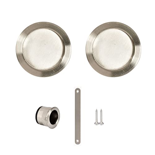 Yale Lot de 2 Poignées cuvettes rondes encastrables pour porte coulissante - Ø intérieur 48 mm - Acier finition nickelé brossé - Convient pour portes en...