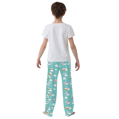 ZZXXB Aircraft Cloud Boys Long Pants Soft Trousers Elastic Waist Kids Lounge Bottoms with Pockets S-XL3