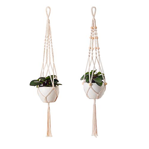 Zowaysoon 2Pcs Vintage Macrame Plants Hanger Hook Flower Pot Holder Legs String Hanging Rope Wall Art Home Garden Balcony Decoration #TOP5