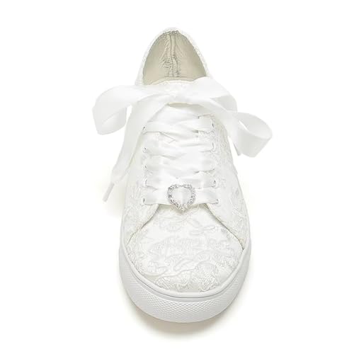Lace Wedding Sneakers for Bride Comfortable Bridal Tennis Shoes Flat Wedding Shoes2