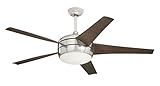 kathy ireland HOME Midway Eco LED Ceiling Fan | Modern 54-Inch Light Fixture with 5 Airfoil Blades and 6-Speed Remote Control, Brushed Steel