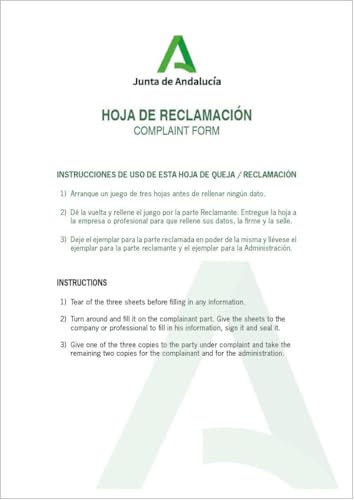 Libro de hojas de reclamaciones Andalucía versión 2022 (10 Juegos)