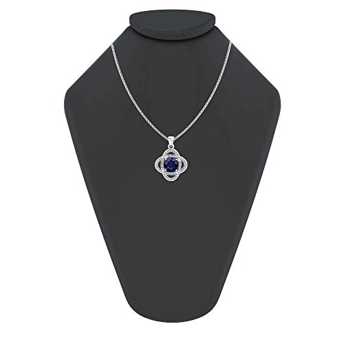 Belinda Jewelz Womens 925 Sterling Silver Cute Love Knot Sparkling Gemstone Push Back Stud Earrings Hanging Pendant Necklace Beautiful Fine Jewelry Accessory Set, 1.65 Carat Created Blue Sapphire #TOP3