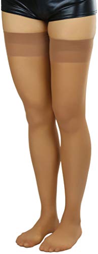Image of ToBeInStyle Women's Sheer Banded Thigh High Socking w /Opaque Band