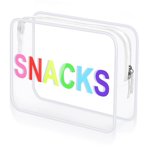 Shinylin Clear Snack Bag Travel Zipper Pouch Makeup Cosmetic Bag 9.5 x 7 x 3.5 Large Beach Toiletry Pouch PVC Waterproof Transparent Organizer for Women Girl Summer