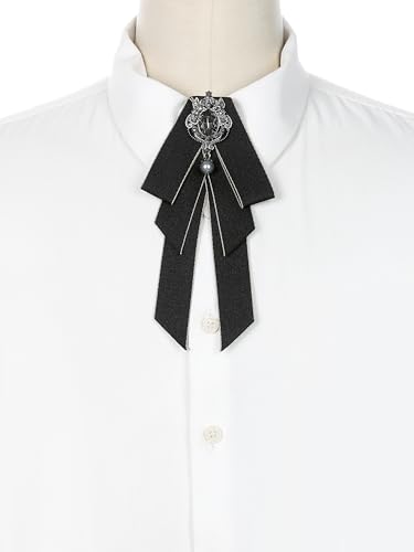 Image of Women's Ribbon Brooch Necktie Rhinestone Bow Ties for Elegant Chic