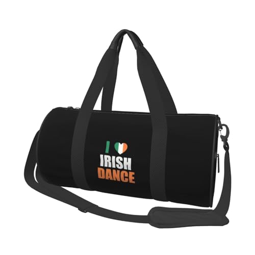 I Love Irish Dance Convertible Garment Bag with Shoulder Strap, Carry on Garment Duffel Bag for Men Women - Rolling Foldable for Travel Luggage Bags (Black)
