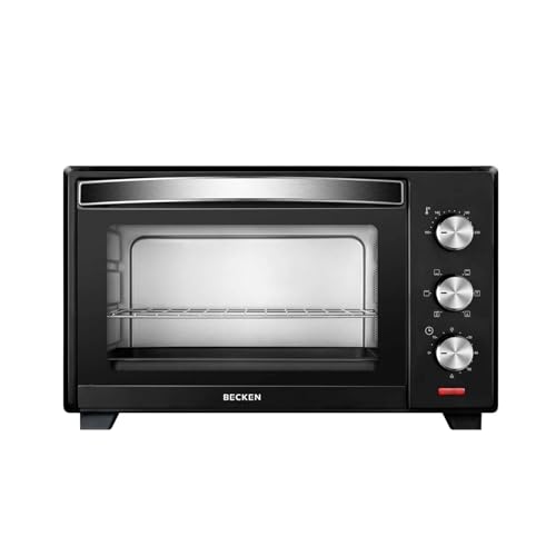 Becken - Mini Horno Eléctrico Sobremesa - Capacidad 30 L - 1600W - 6 niveles de potencia - Grill con 3 posiciones - Control manual - Temporizador - Luz piloto - Bandeja - Luz Interior