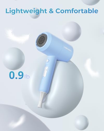 Image of SHRATE Ionic Hair Dryer with Diffuser | Professional Blow Dryer for Curly, Frizzy & All Hair Types | Low Noise & Gentle for Sensitive Hair | Compact & Portable Design for Home, Travel, Women & Men