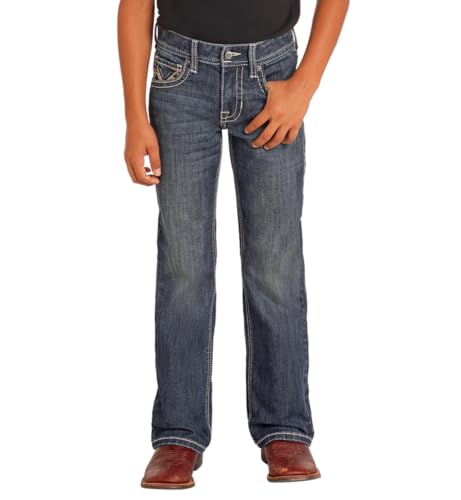 Rock & Roll Boys' Two Toned Embroidery Bootcut Jeans2