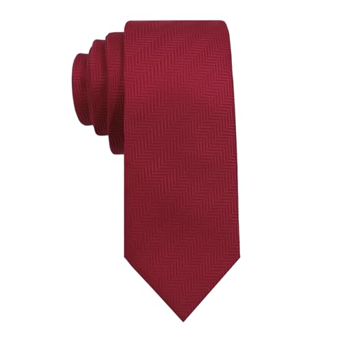 Luckyvestir Boys Tie Kids Ties Solid Color Tie for Boys Self Tie for Kids Herringbone Neckties (8-14 yr) (red)