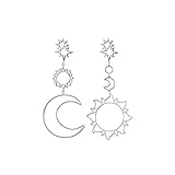Hohl aus Metall montierte Asymmetrie Star Sun Moon Tropfen Ohrring, einfach und elegant, fit für die meiste Gelegenheit, gut für das Bild, das beste Geschenk für Sie.