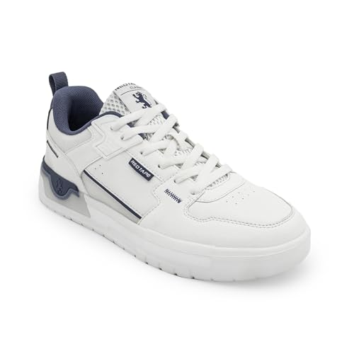 Image of Red Tape Men's Sneakers White Grey Pu Mesh Round Toe Lace-Up