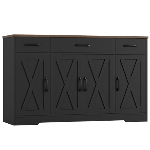 HOSTACK Buffet Sideboard Cabinet with Drawers, 55" Large Buffet Storage