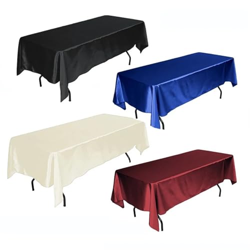 Nappe de table rectangulaire en satin anti-plis pour décoration de fête