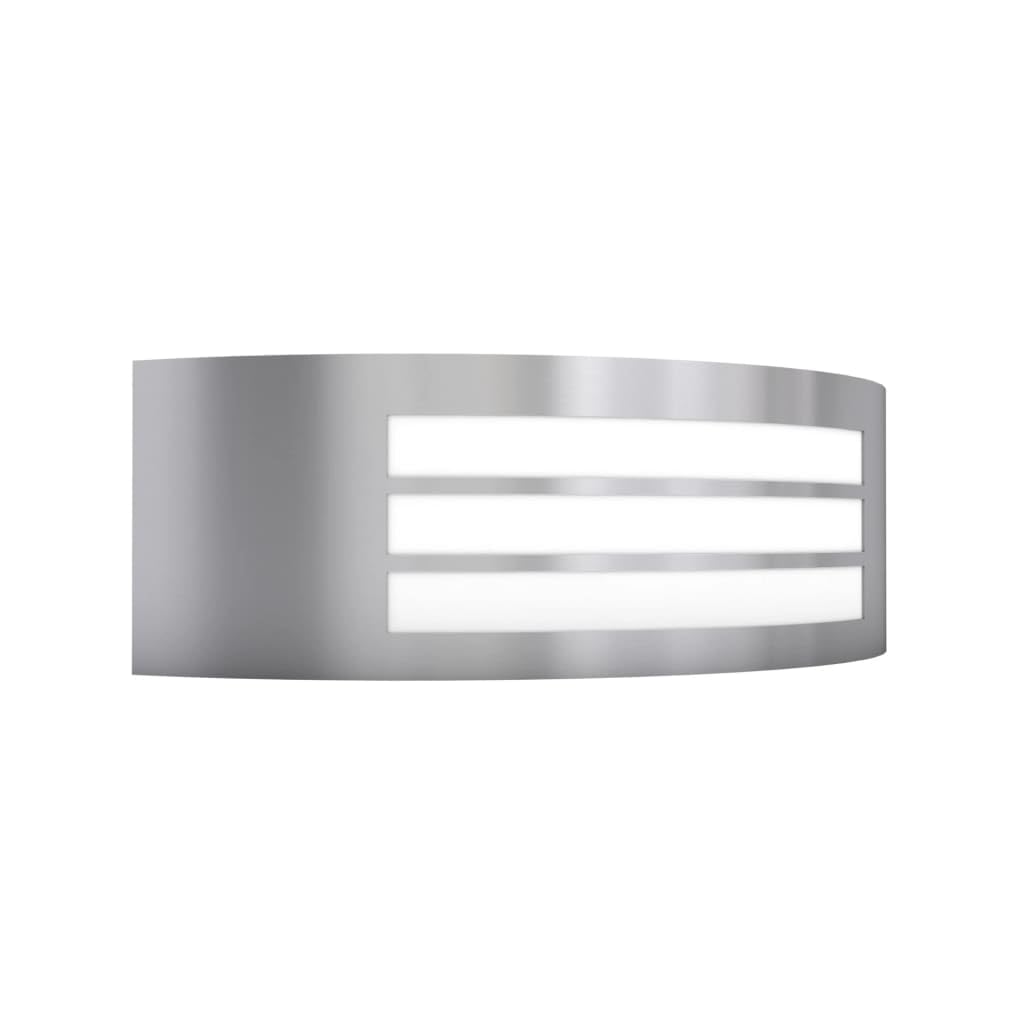 vidaXL Stainless Steel Outdoor Wall Lamp - IP44 Weatherproof Construction - Stylish Arc-Shaped with PC Diffuser - Ideal for Garden, Driveway, Terrace - Silver