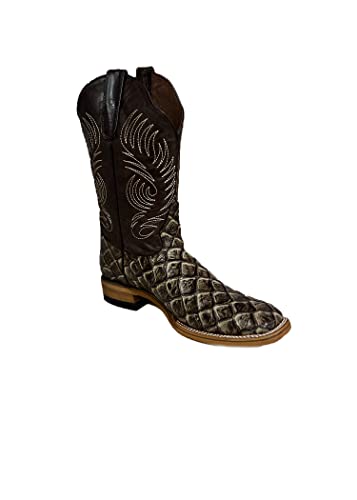 Men’s Rodeo Boots Pirarucu Fish Boots Handcrafted, Botas de Pescado grabadas Cowboys (11, Brown)3