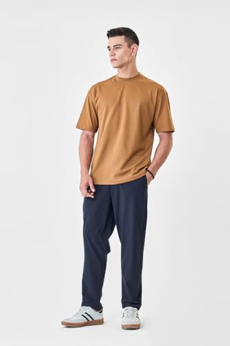 Image of SNITCH Men Oversized Fit T-Shirt | Premium 100% Cotton Breathable Fabric & Smooth Texture | Minimalist Casual Wear T-Shirt with Drop Shoulder & Half Sleeves for Daily Use